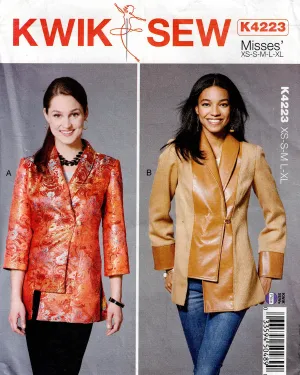 Kwik Sew 4223 Womens Asymmetric Trimmed Jackets Out Of Print Sewing Pattern Size XS - XL UNCUT Factory Folded