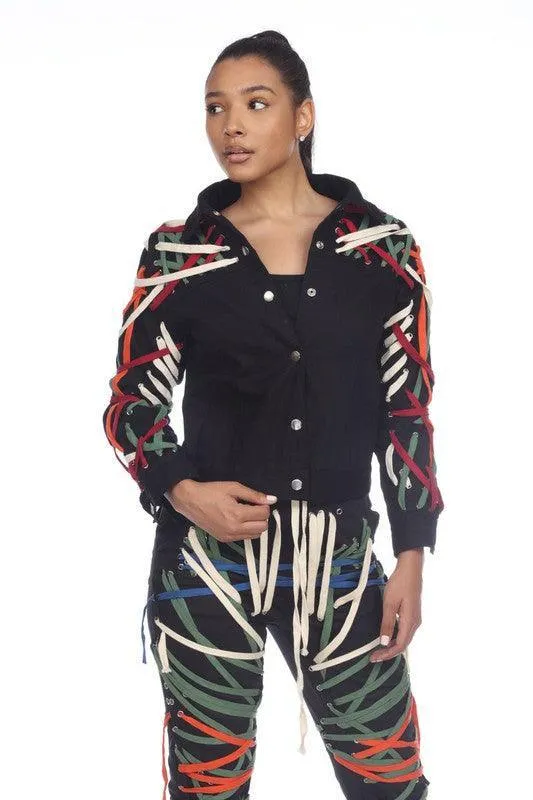 LACE UP DETAILED JACKET