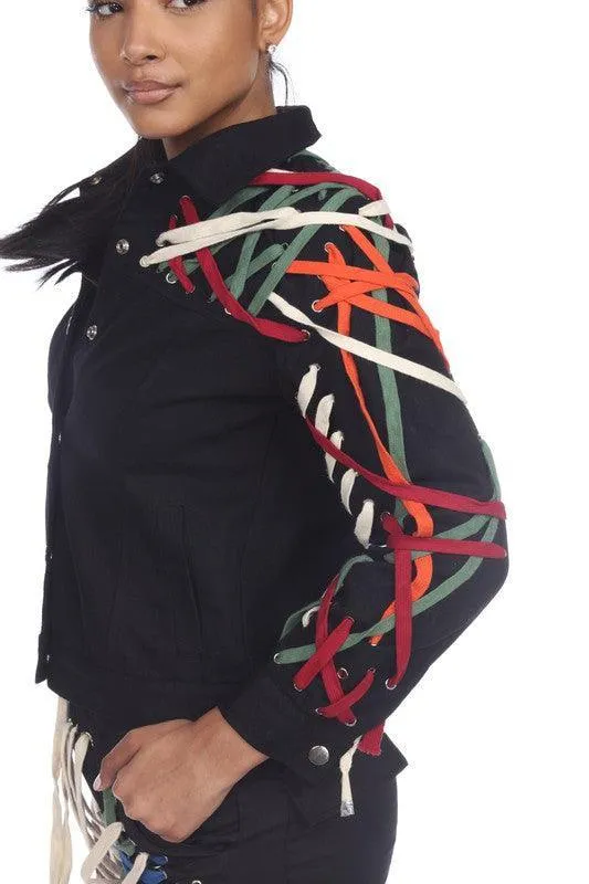 LACE UP DETAILED JACKET