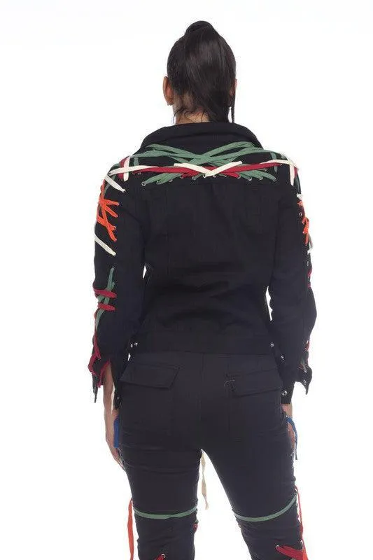 LACE UP DETAILED JACKET
