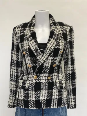 L'agence Black and White Wool Blazer