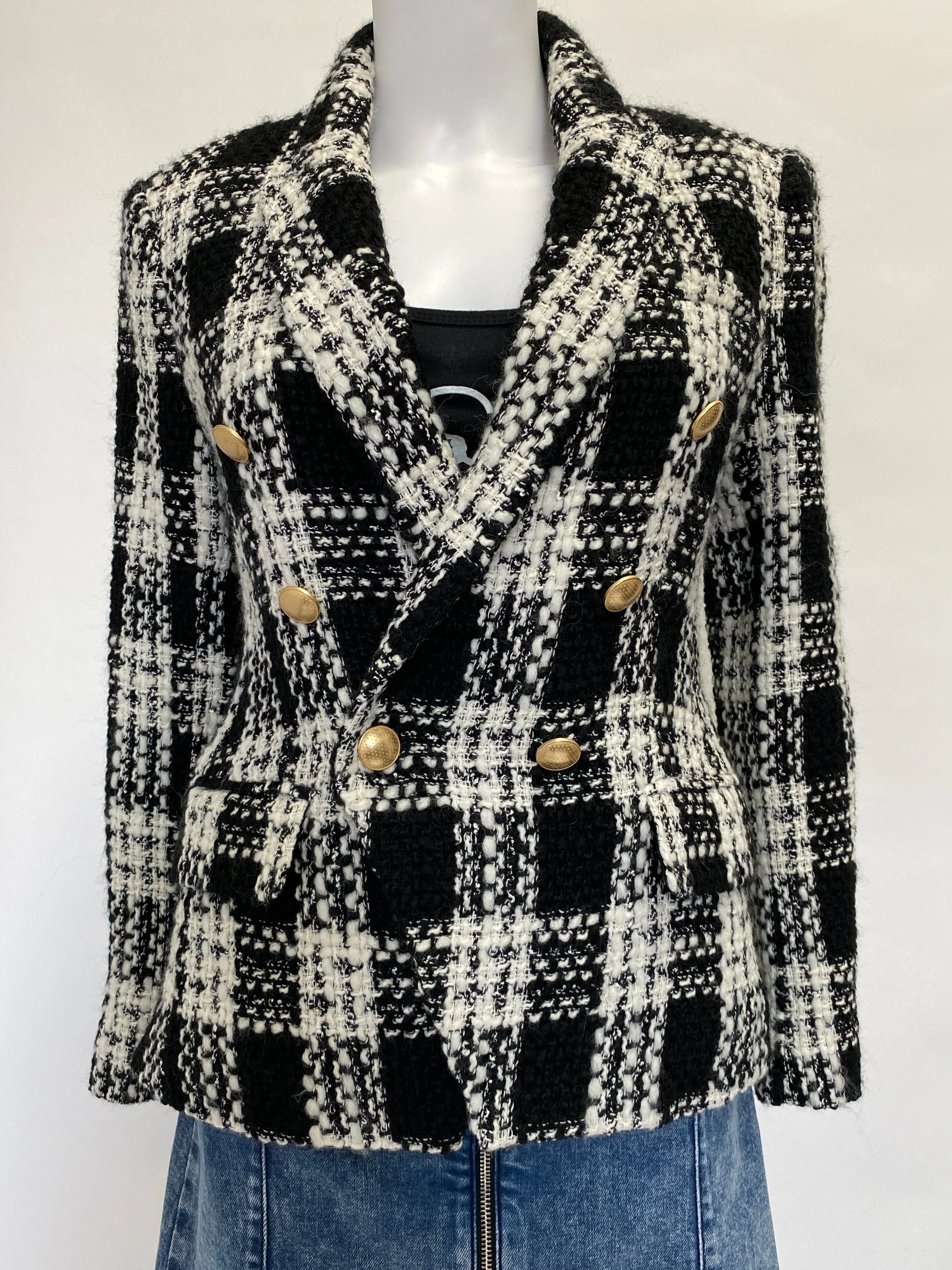 L'agence Black and White Wool Blazer