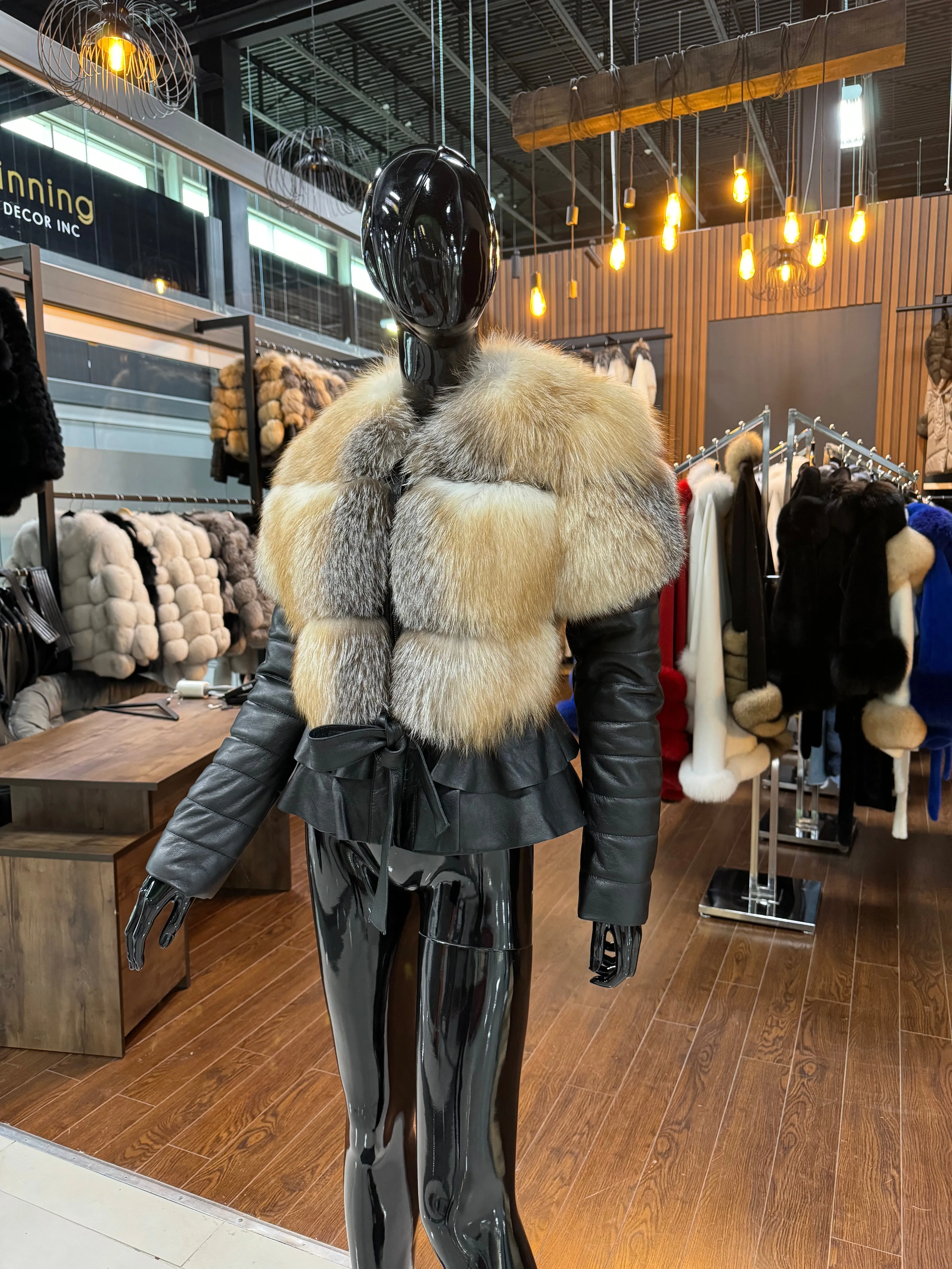 LEATHER AND FOX FUR JACKET-SKU 1016