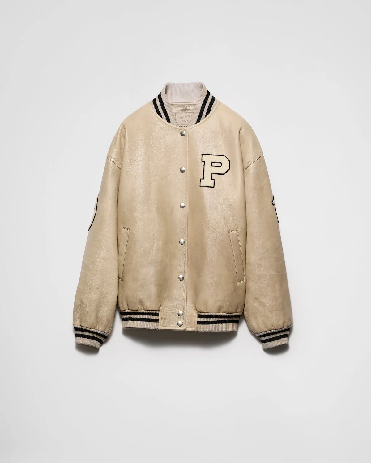 Leather Bomber Jacket With Patch
