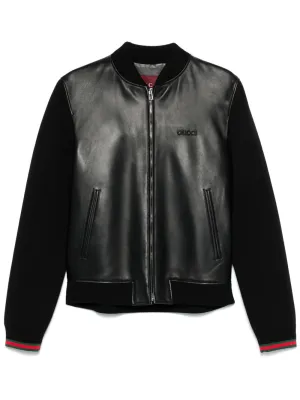 Leather bomber jacket