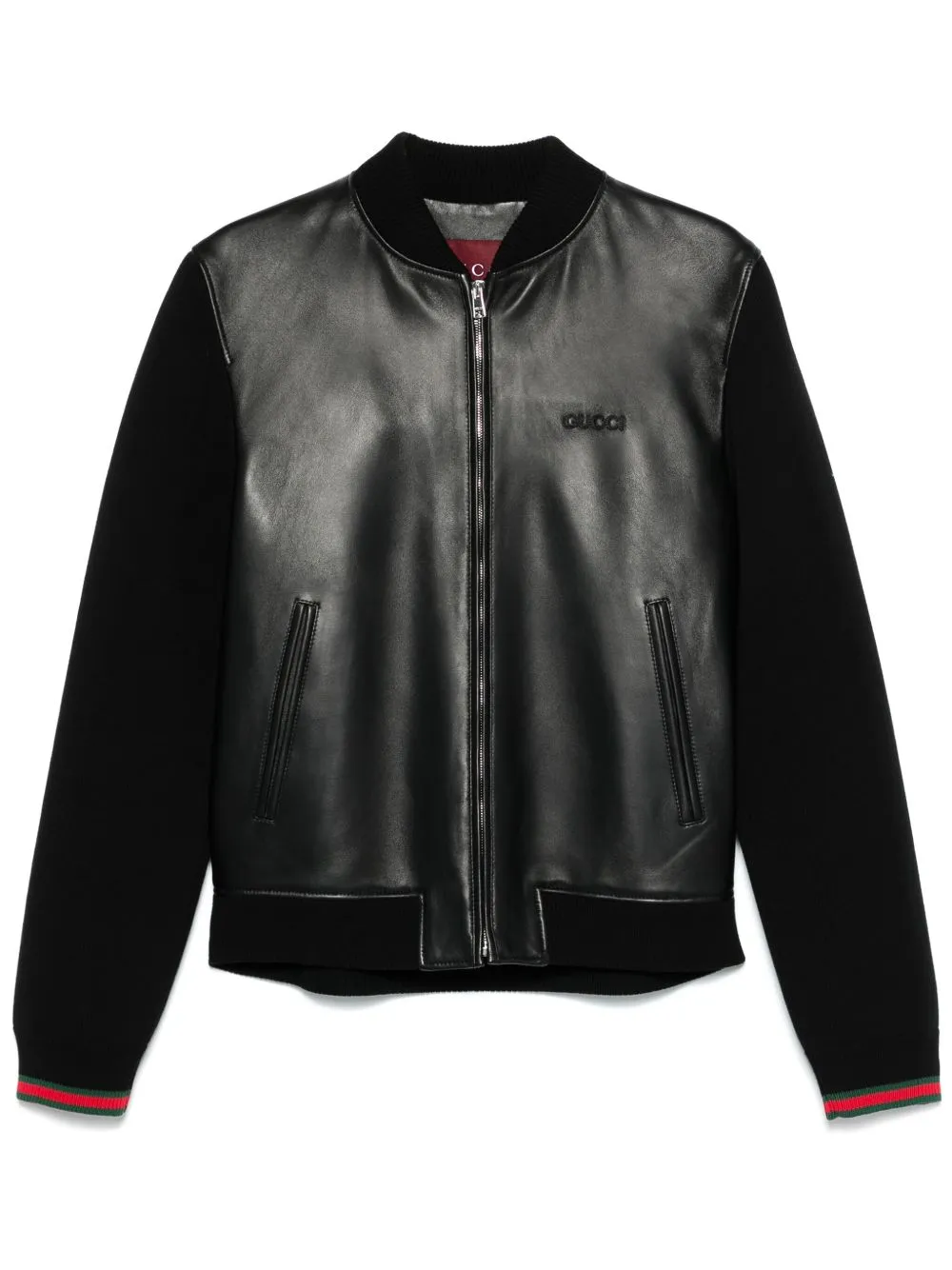 Leather bomber jacket