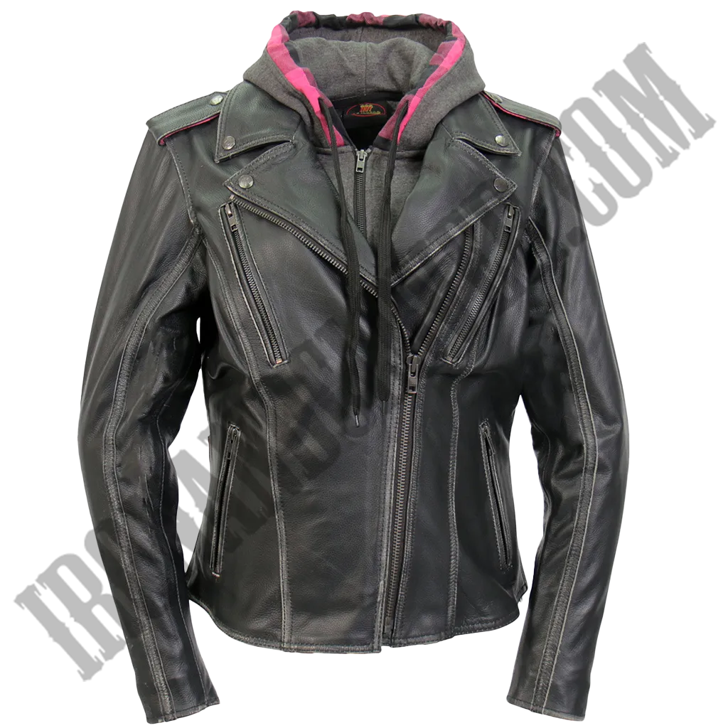 Leather Jacket with Removable Fleece Liner