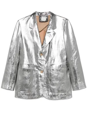 Leather single-breasted blazer jacket