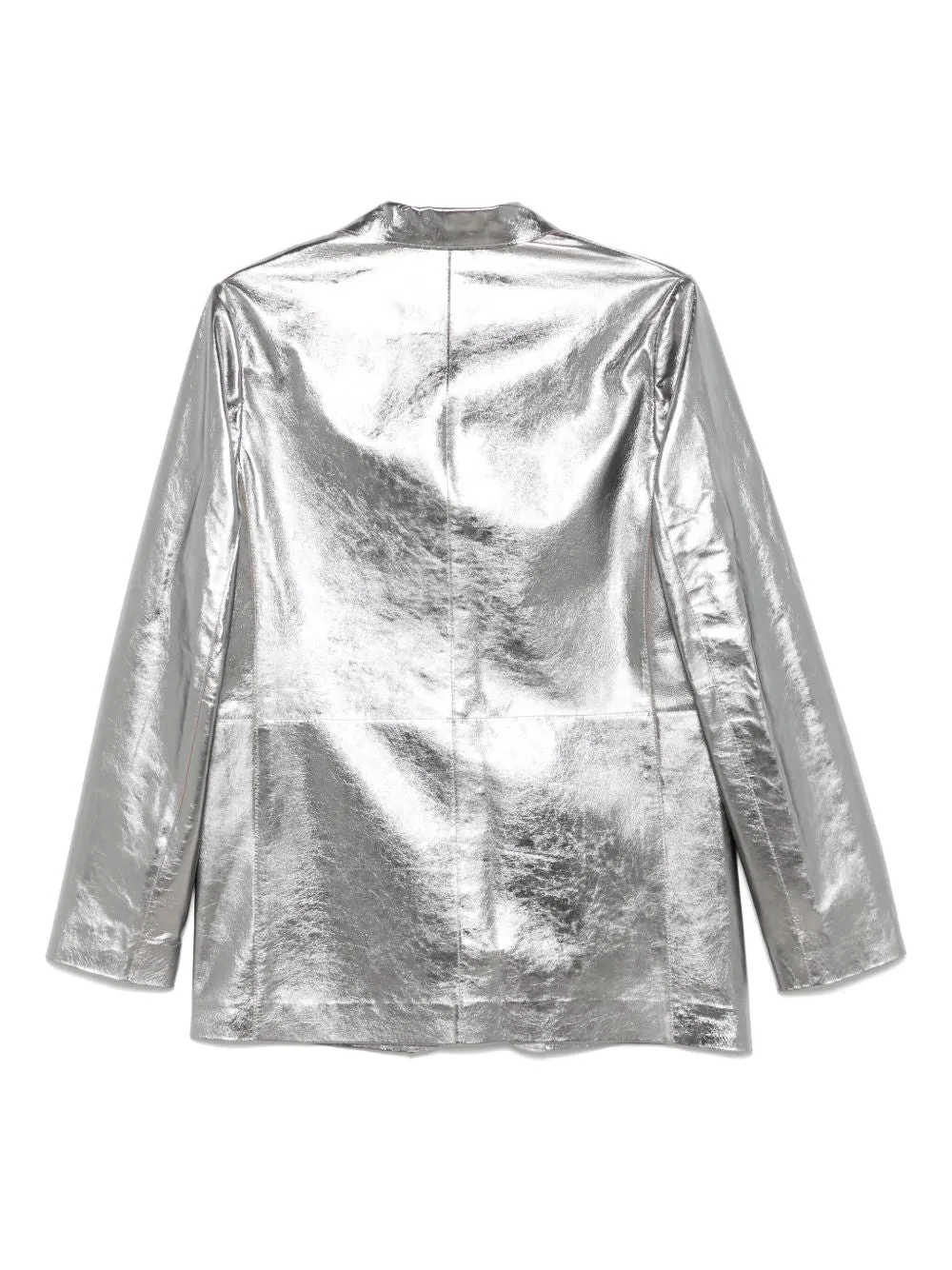 Leather single-breasted blazer jacket