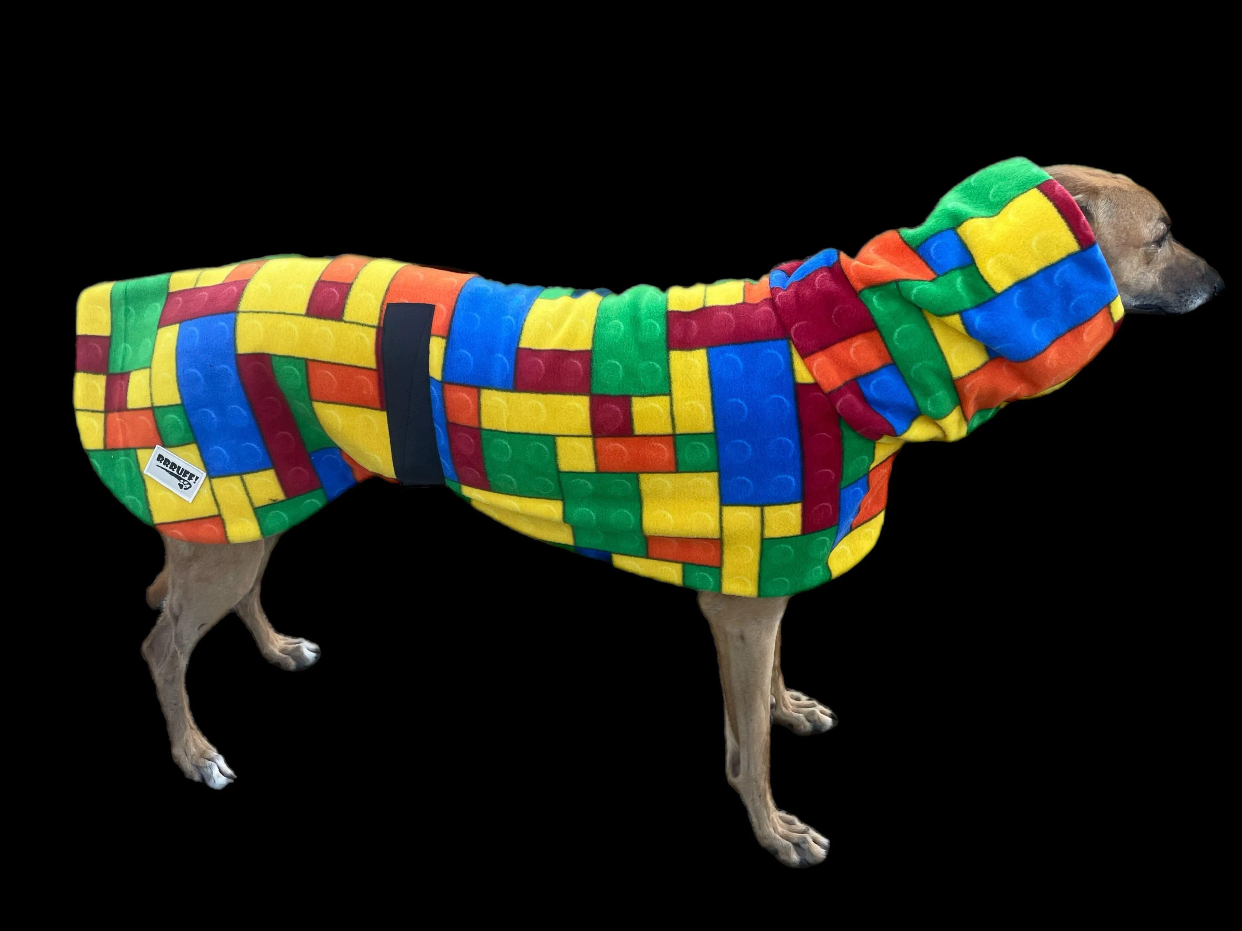 Lego inspired bright Greyhound Deluxe coat rug snuggly polar fleece washable