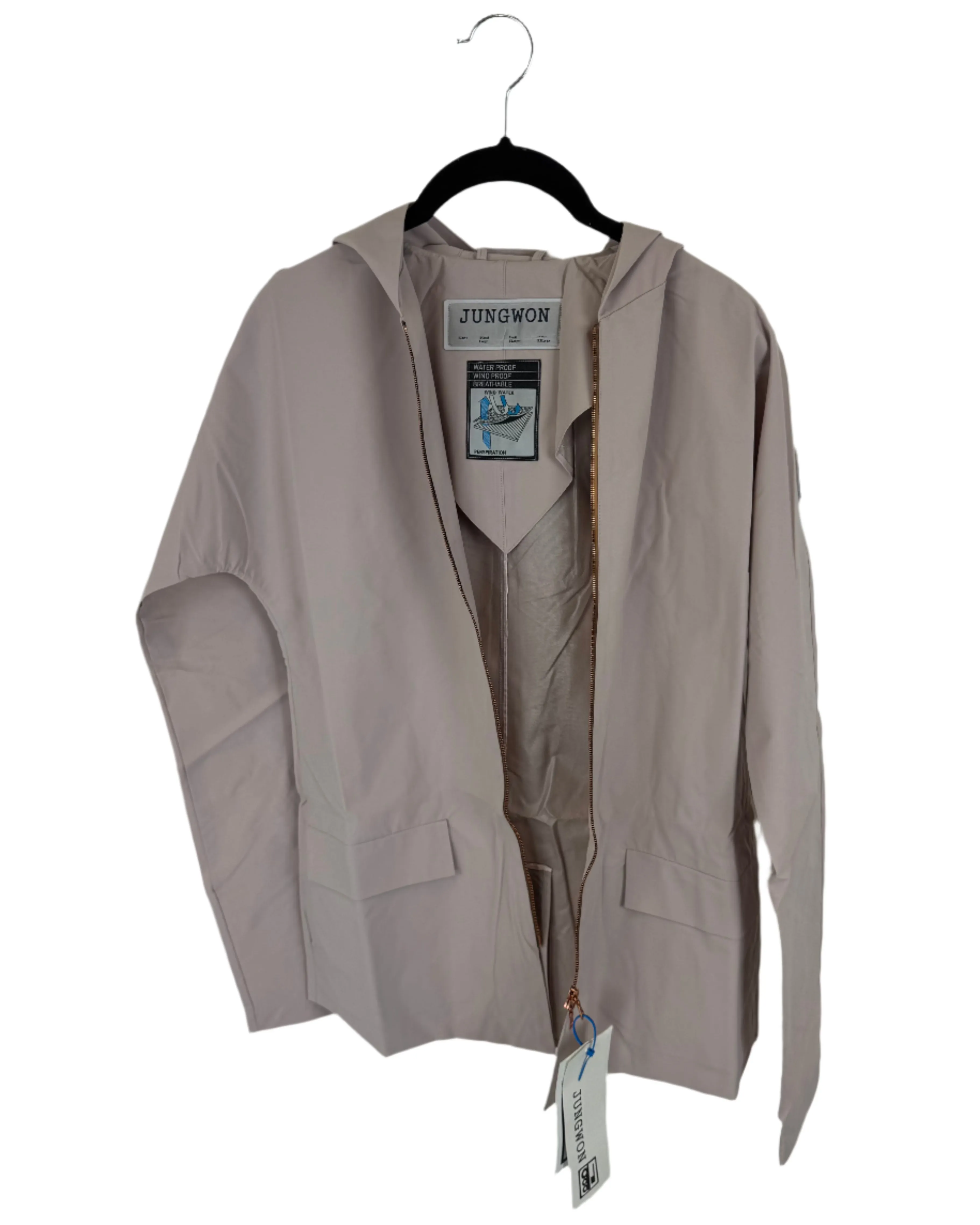 Light Mauve Pink Raincoat With Hood - Size 0 - 12