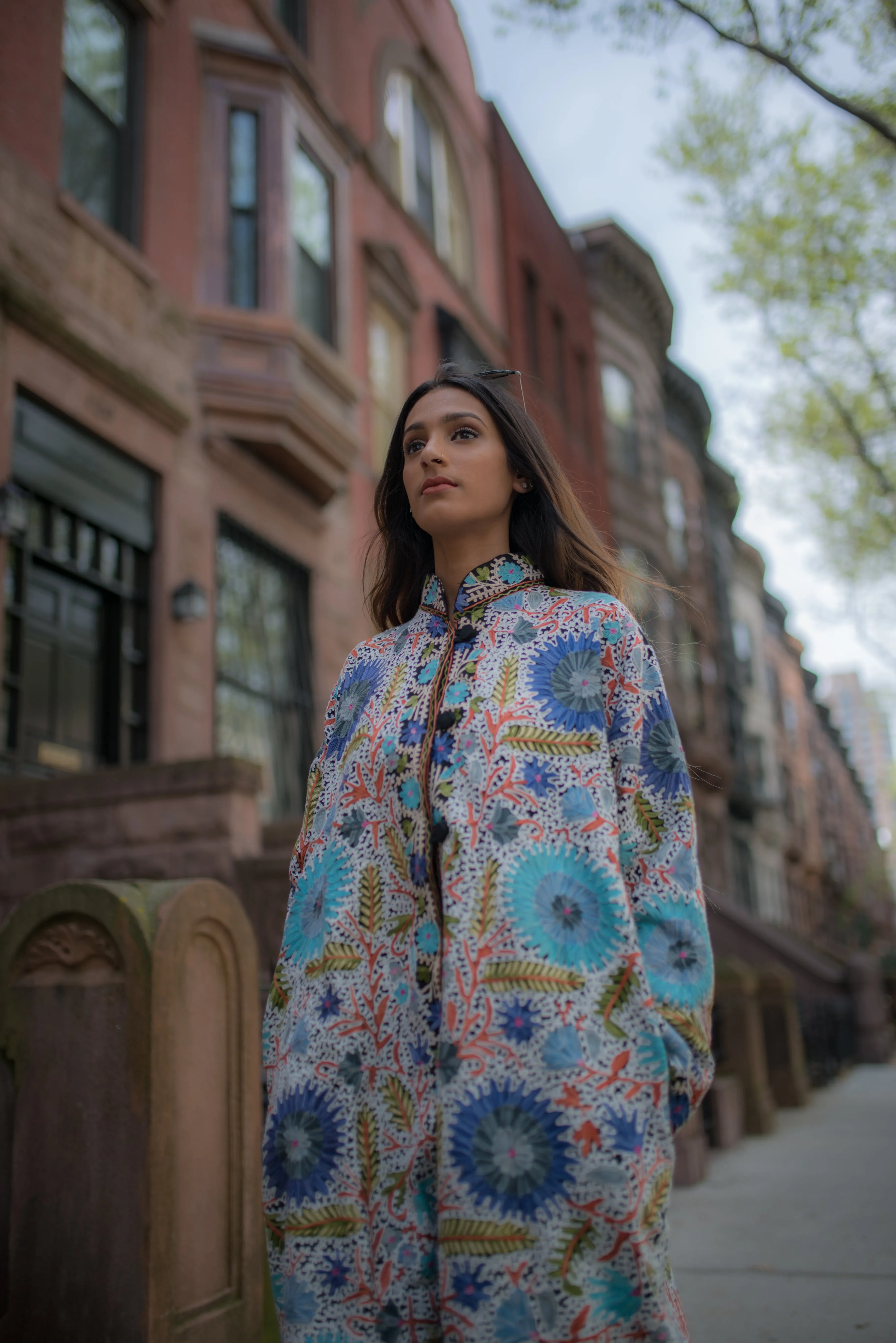 Long Embroidered Floral Jacket