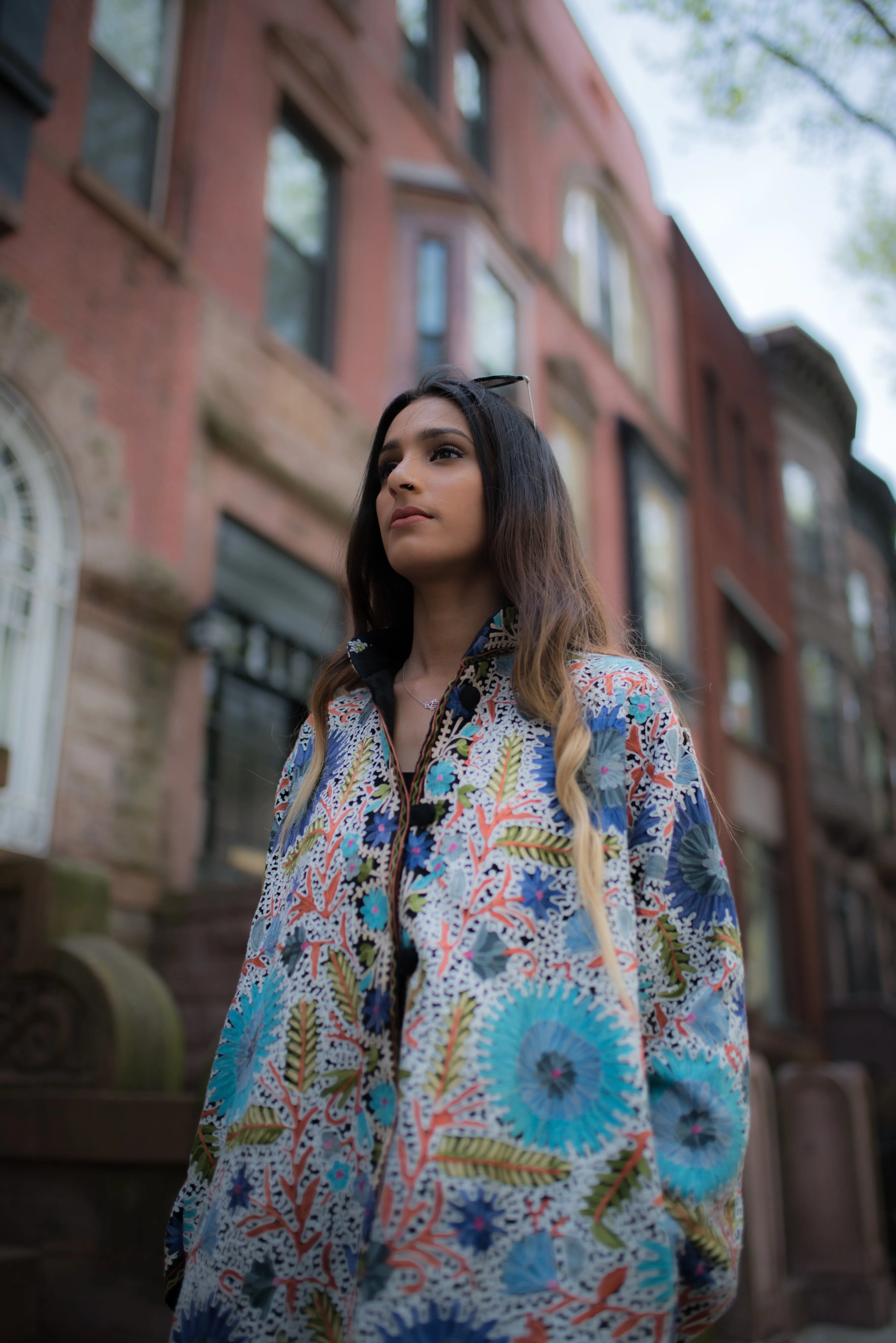 Long Embroidered Floral Jacket