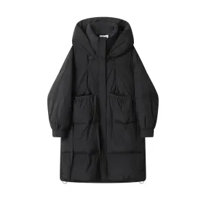 Long Hooded Pockets Down Jacket