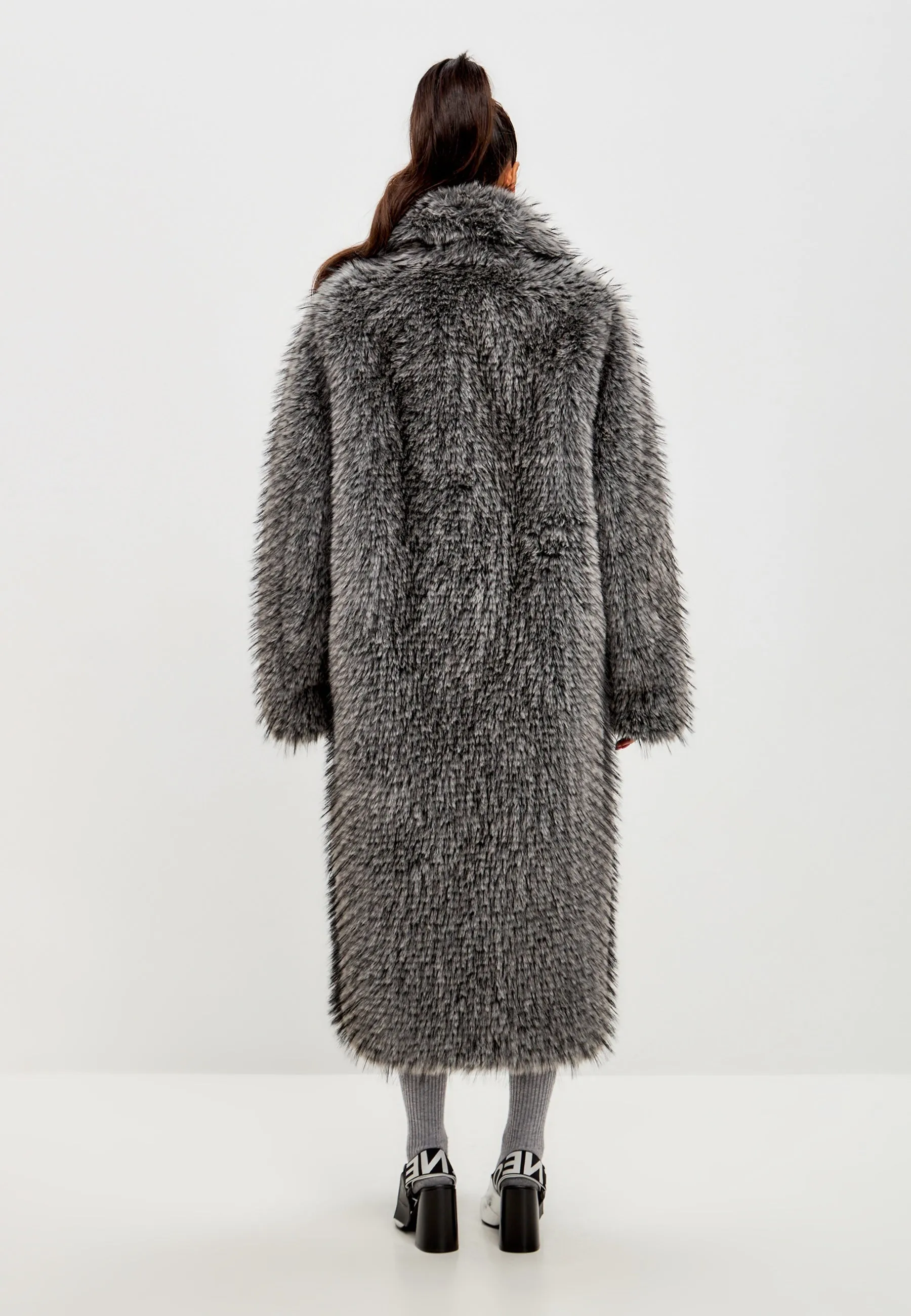 Luxurious Faux Fur Coat Natalie  - Black