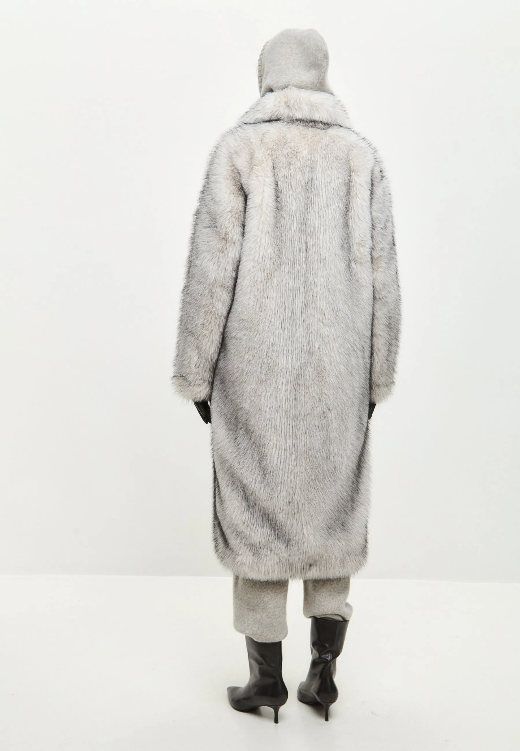 Luxurious Faux Fur Coat Natalie- Gray
