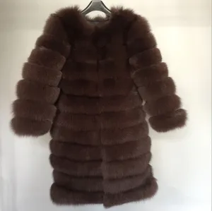 Luxury 11 Rows Plus Size Women Coats Crop Sleeves Long Winter Real Fox Fur Coat
