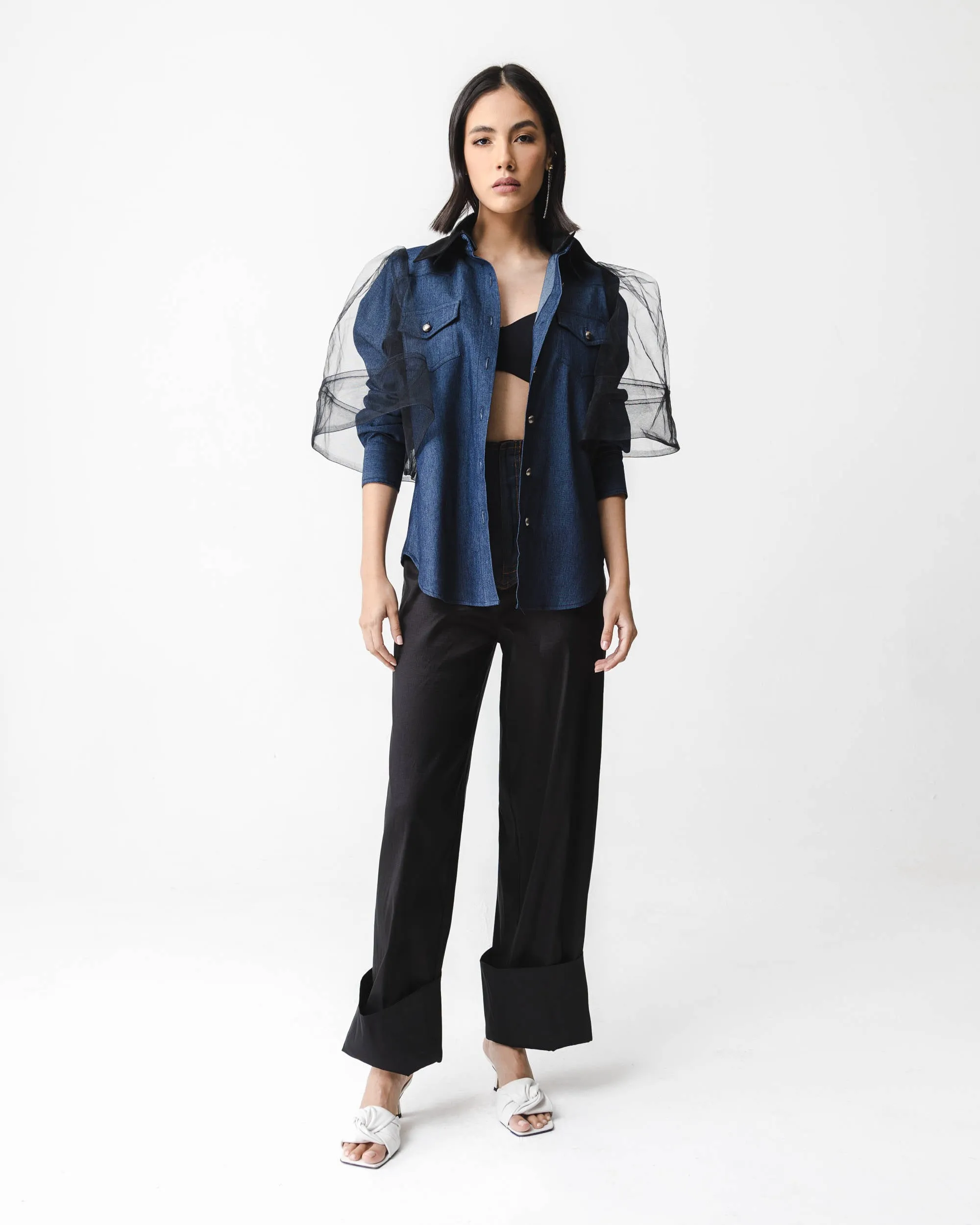 MANUELA DENIM / TULLE TOP/JACKET