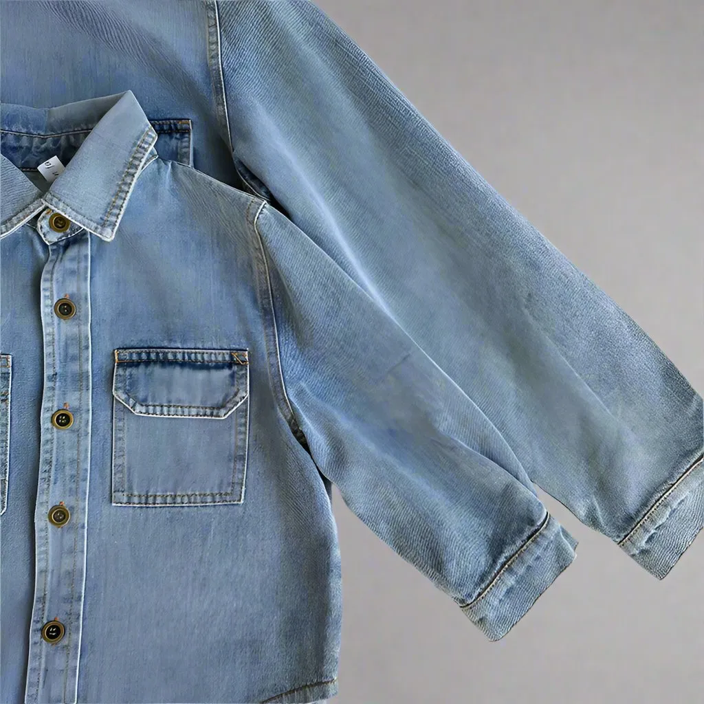 Matching Family Denim Jackets  Classic Light-Wash Jean Shirt for Mom, Dad, and Kids