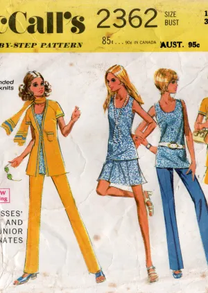 McCall's 2362 Womens Casual Pants Blouse Jackets & Skirt 1970s Vintage Sewing Pattern Size 16 Bust 38 inches
