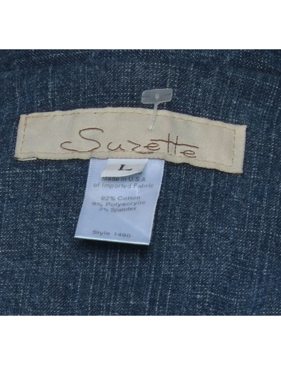 Medium Wash Denim Blazer Jacket - L