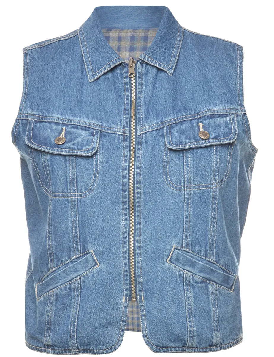 Medium Wash Denim Jacket Vest - L