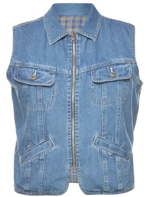 Medium Wash Denim Jacket Vest - L