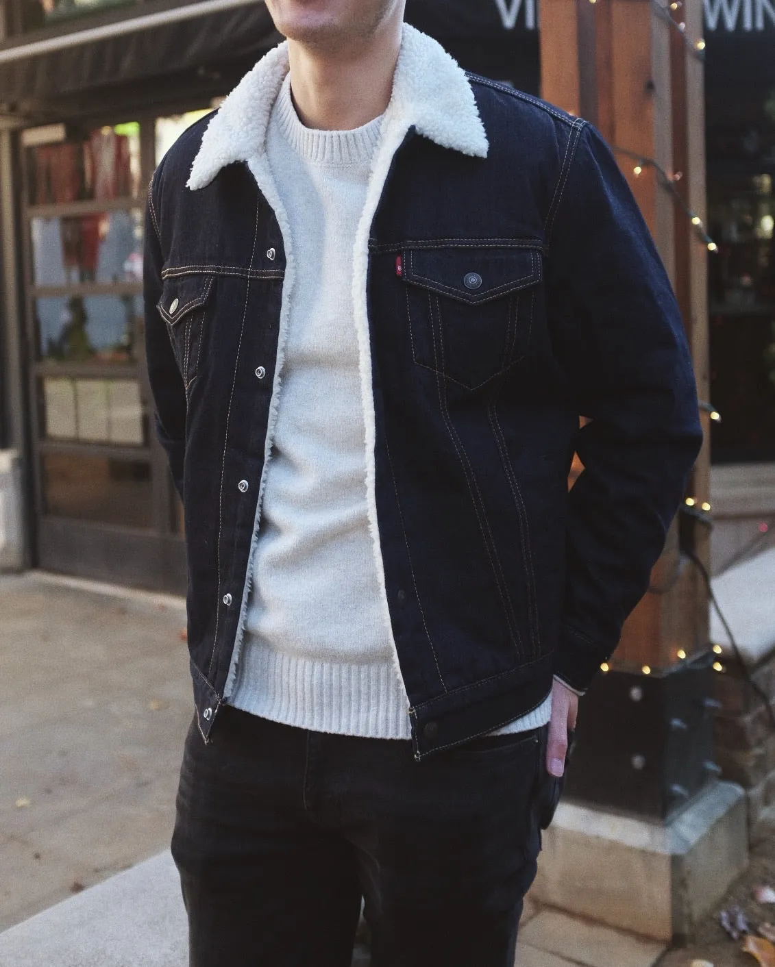 Men Sherpa Denim Jacket