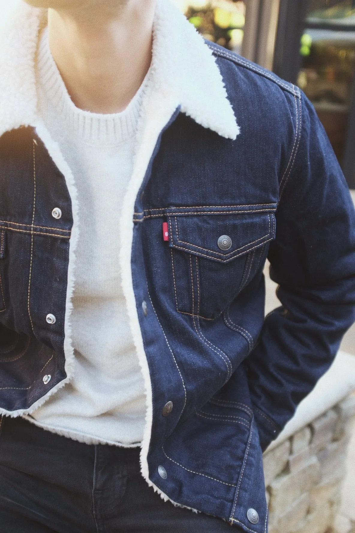 Men Sherpa Denim Jacket