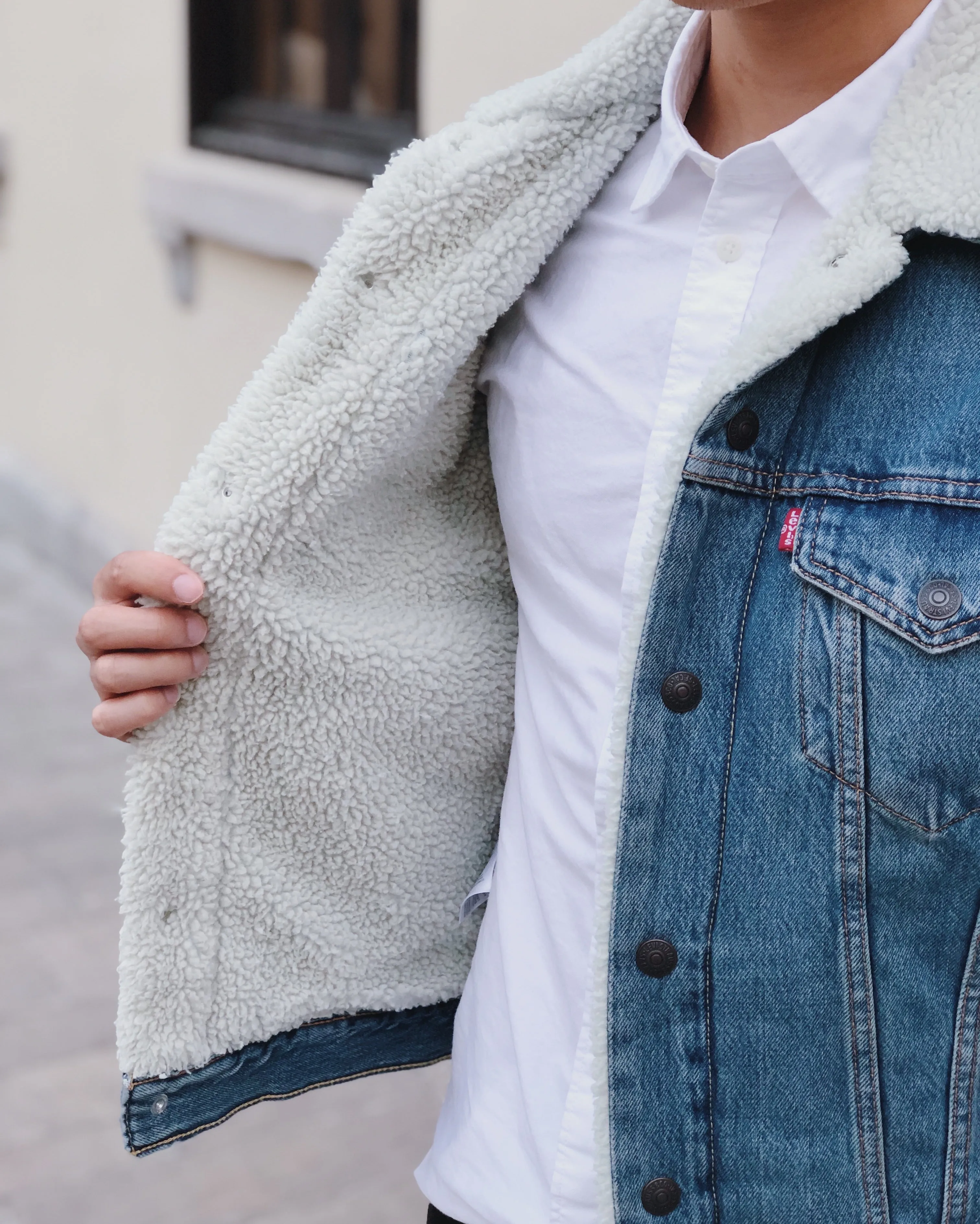 Men Sherpa Denim Jacket