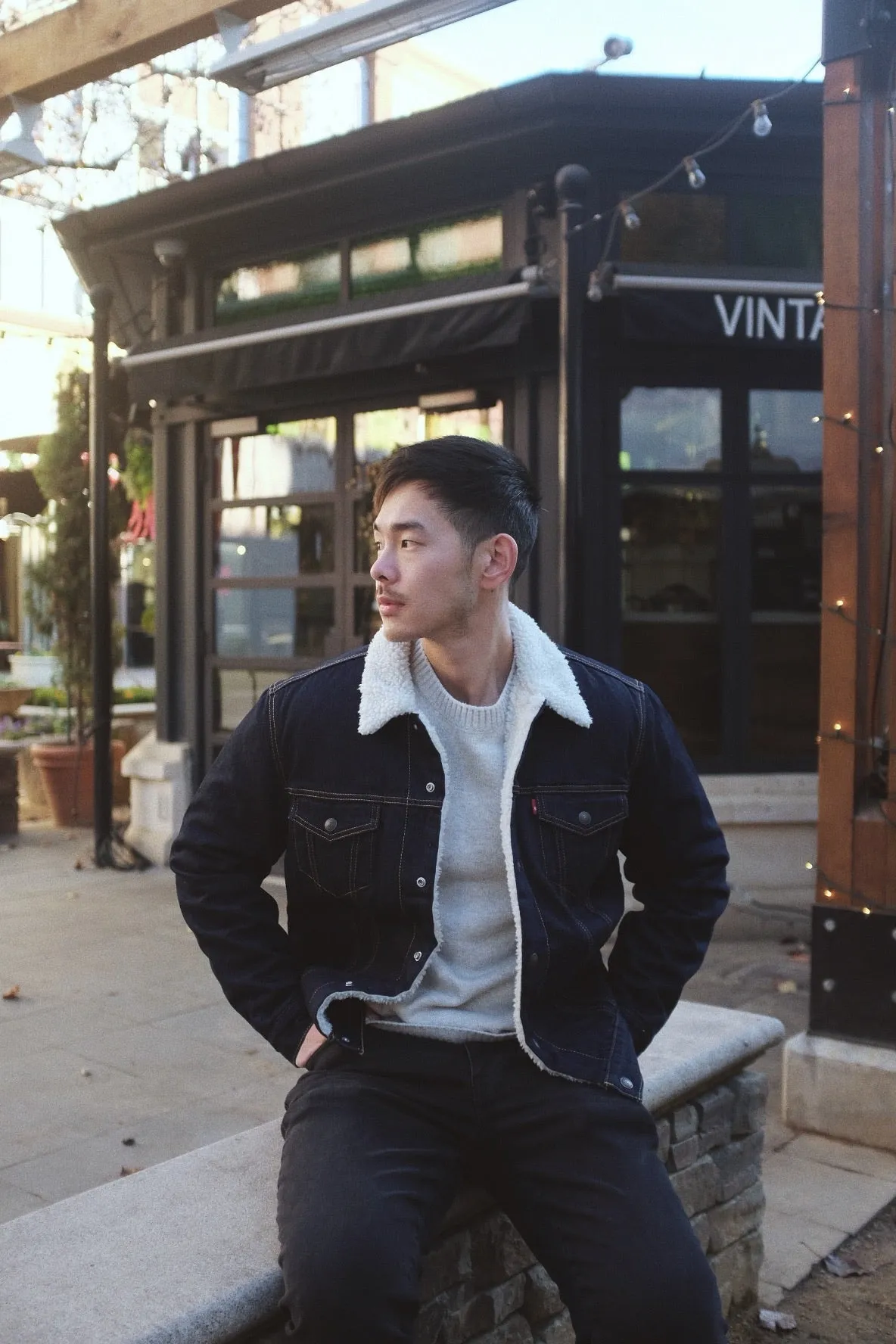 Men Sherpa Denim Jacket