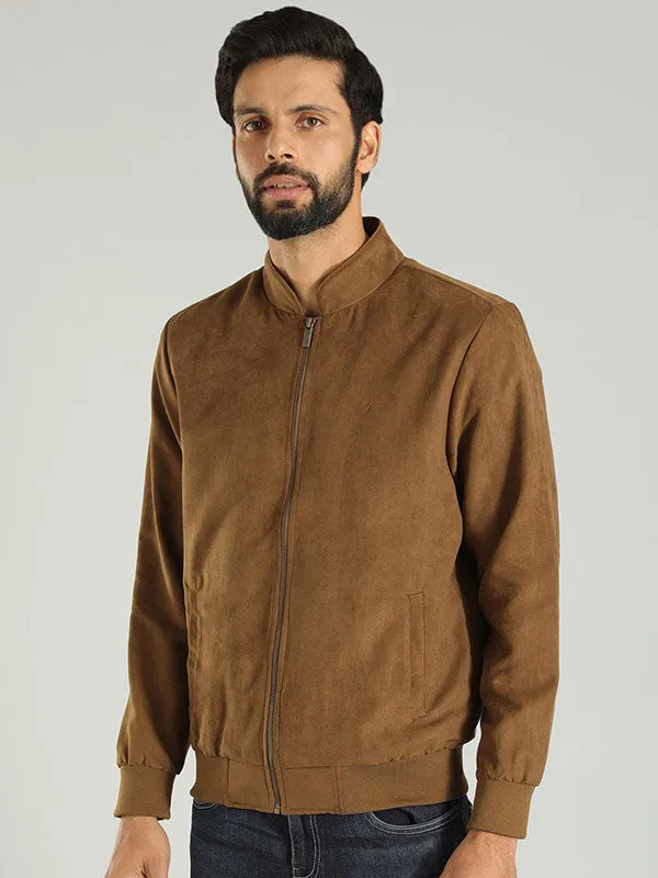 Men Solid Full Sleeve Bomber Jacket