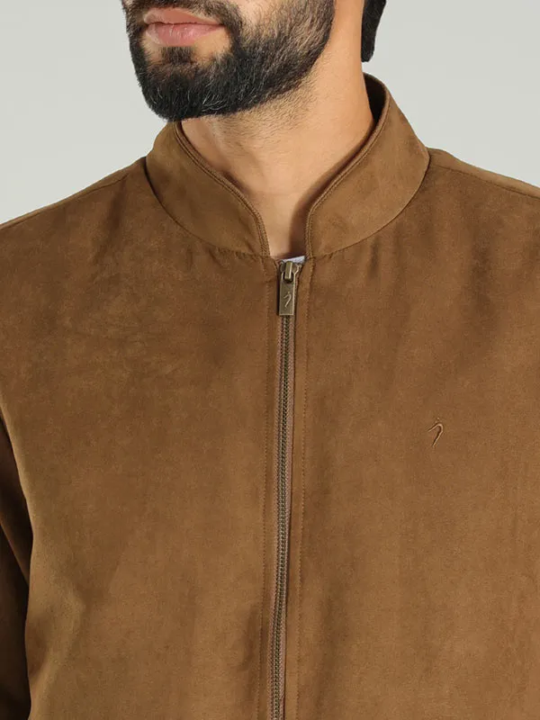 Men Solid Full Sleeve Bomber Jacket