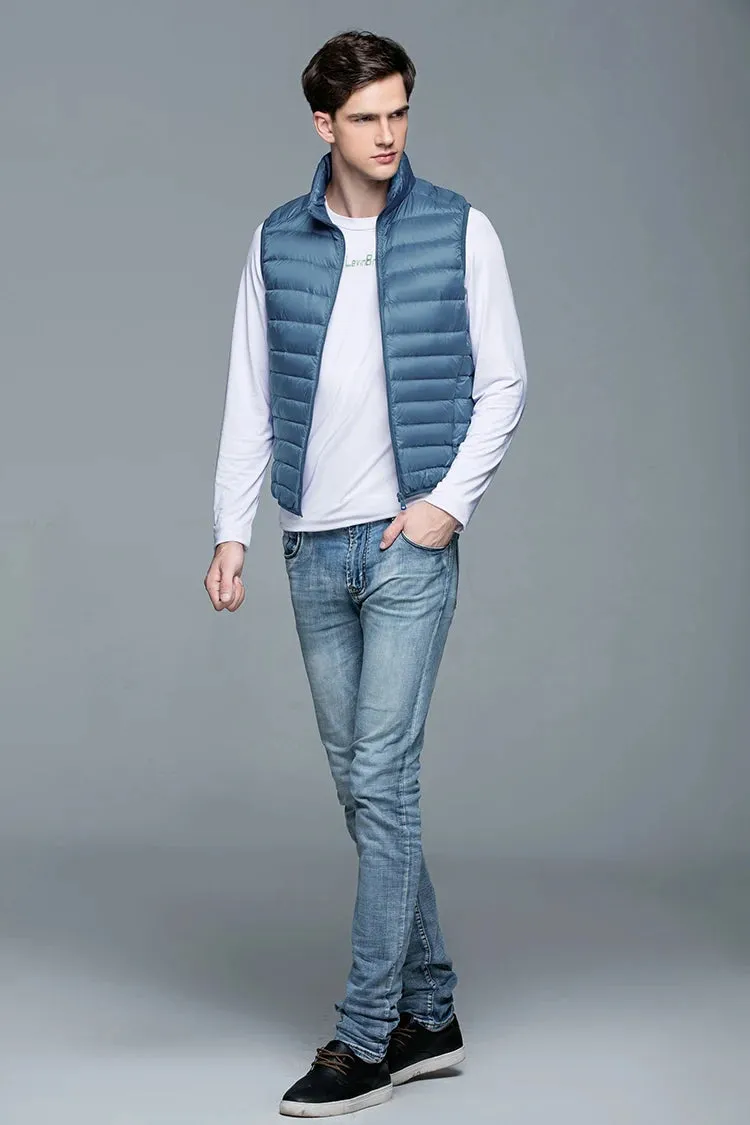 Men Spring 90% Duck Down Ultra Light  Vest Jackets