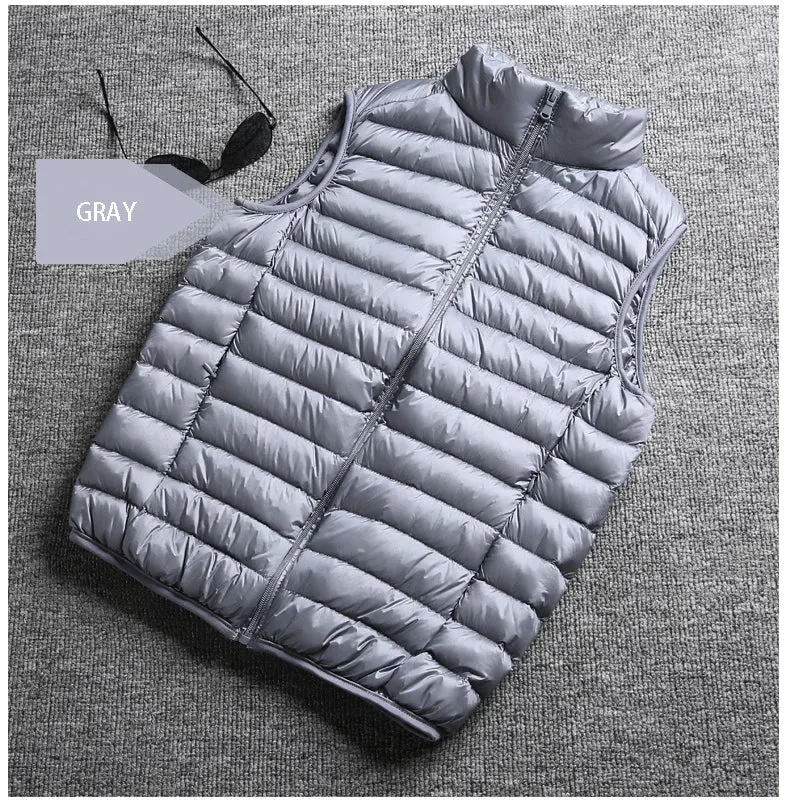 Men Spring 90% Duck Down Ultra Light  Vest Jackets
