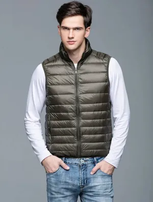 Men Spring 90% Duck Down Ultra Light  Vest Jackets