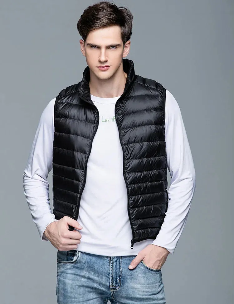 Men Spring 90% Duck Down Ultra Light  Vest Jackets