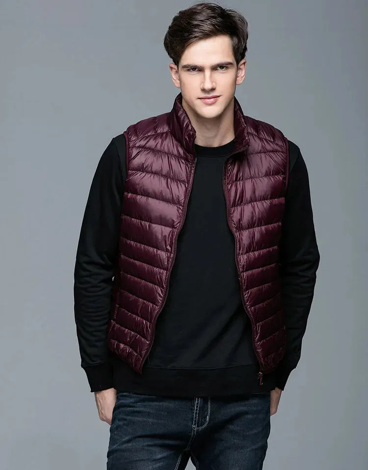 Men Spring 90% Duck Down Ultra Light  Vest Jackets