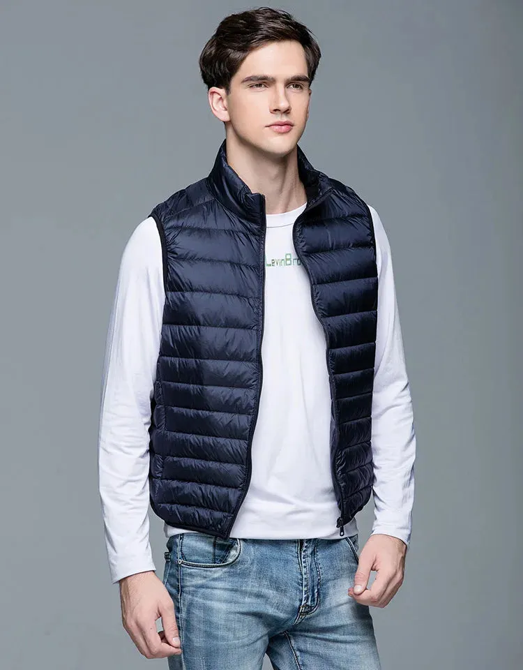 Men Spring 90% Duck Down Ultra Light  Vest Jackets