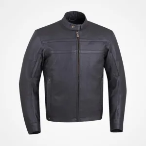 Men’s Black Leather Motorcycle Jacket - Rugged & Stylish
