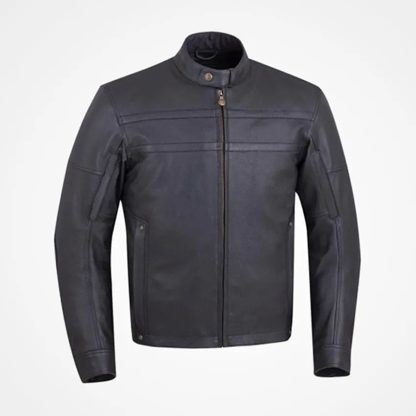 Men’s Black Leather Motorcycle Jacket - Rugged & Stylish