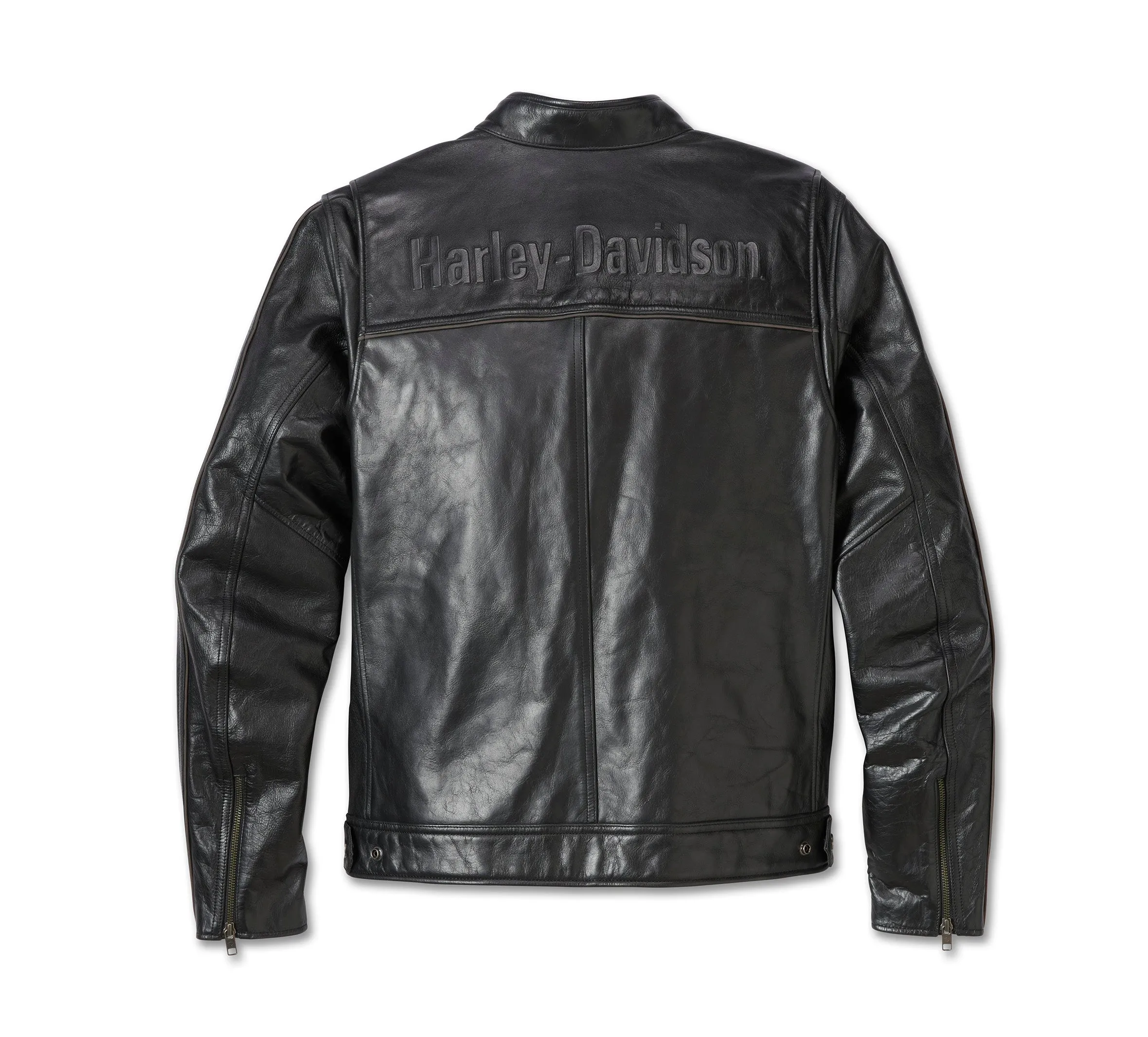 Men's H-D Flex Layering System Café Racer Leather Jacket Outer Layer - Black