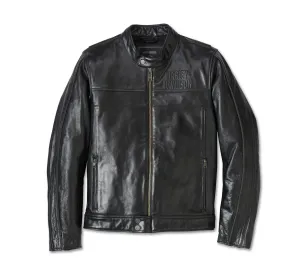Men's H-D Flex Layering System Café Racer Leather Jacket Outer Layer - Black