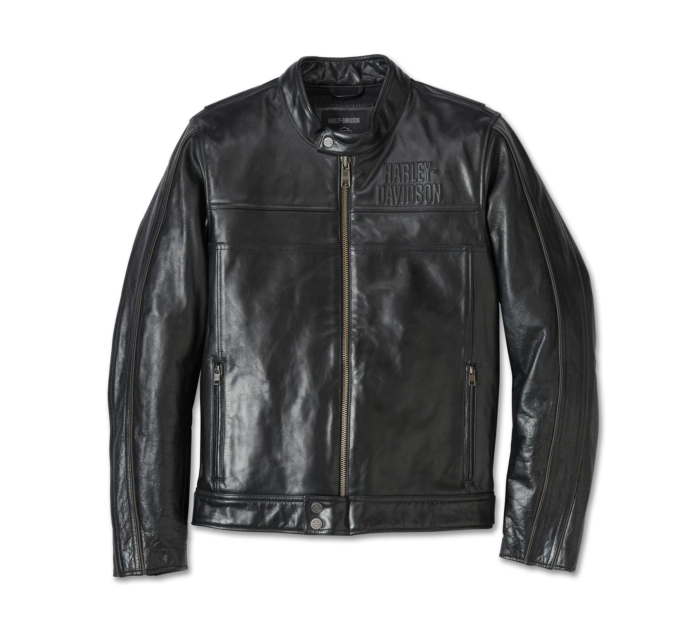 Men's H-D Flex Layering System Café Racer Leather Jacket Outer Layer - Black