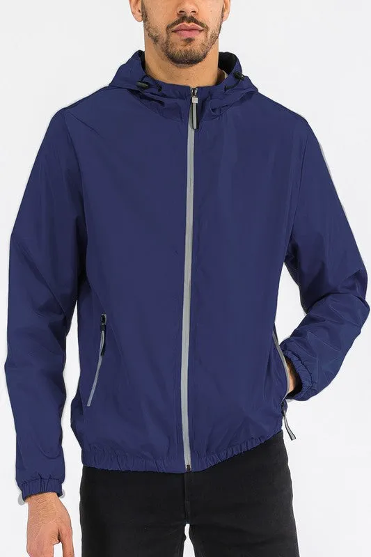 Men's Hooded Lightweight Windbreaker Jacket