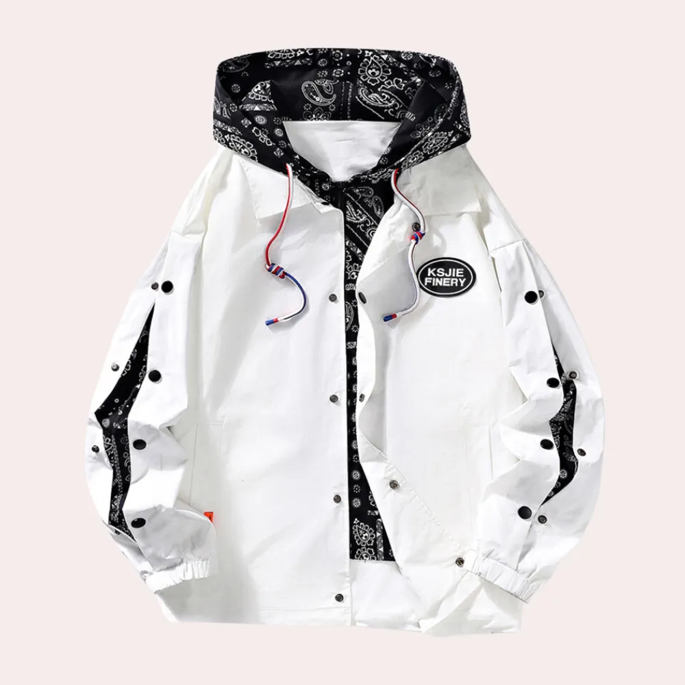 Men's hooded Vallois jacket, printed lining