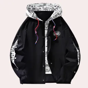 Men's hooded Vallois jacket, printed lining