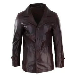 Men's Jacket  Real Leather Classic Coat Retro Vintage Design - Leather Jackets