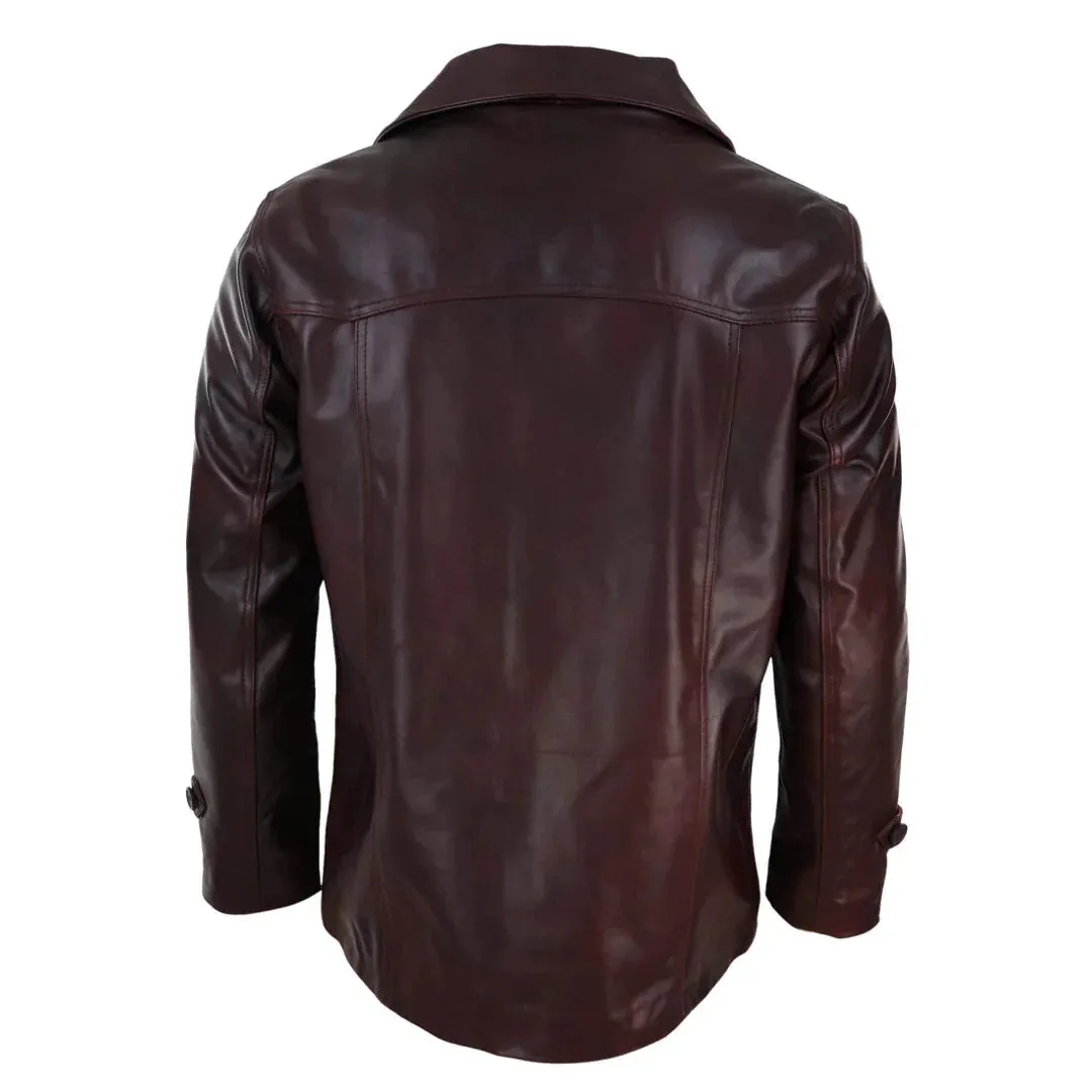 Men's Jacket  Real Leather Classic Coat Retro Vintage Design - Leather Jackets
