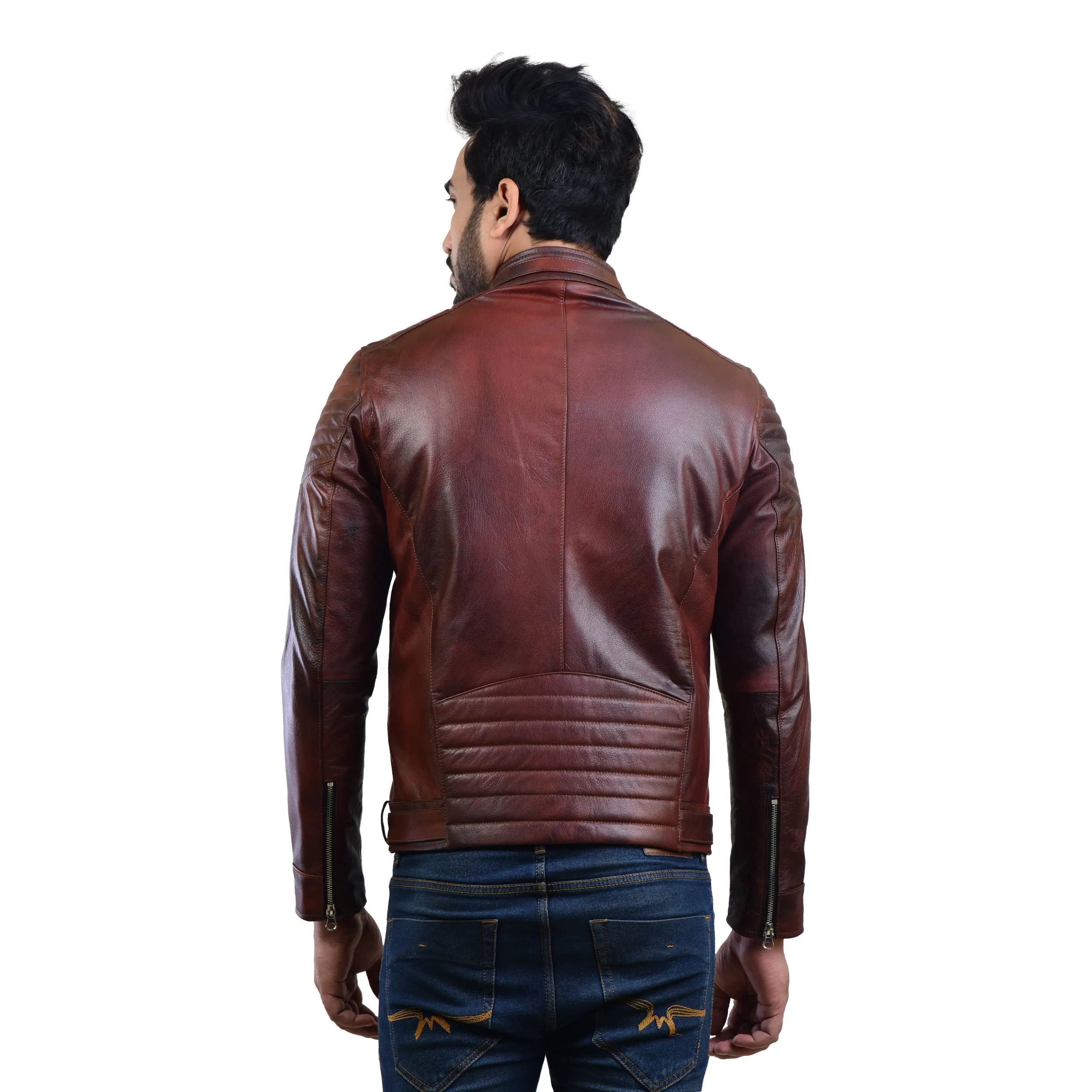 MENS LEATHER JACKET 410143(2 TONE)